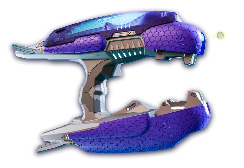 Gel Blaster Halo Plasma front view highlights glow-in-the-dark action for night play.