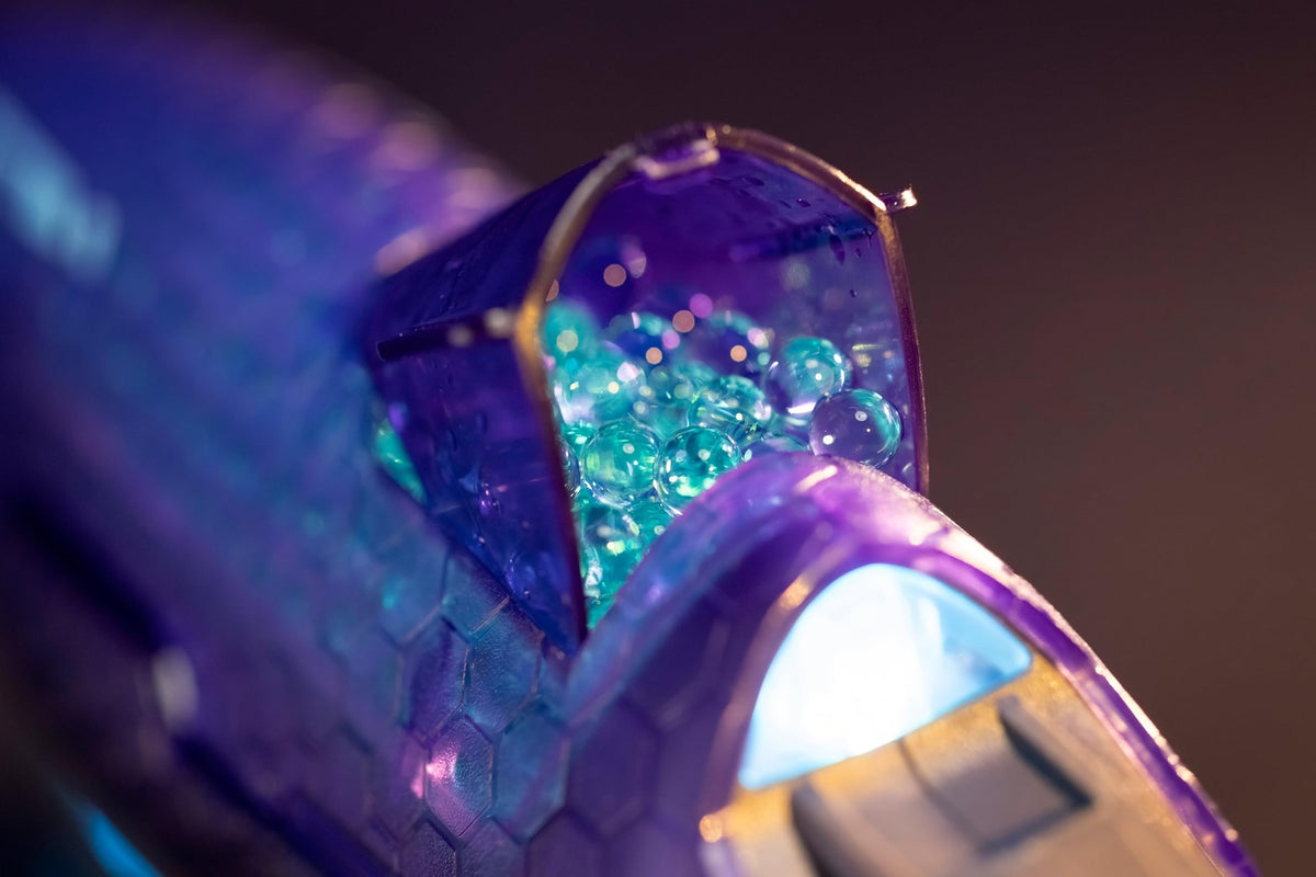 Gel Blaster Halo Plasma glow scene for dusk play.