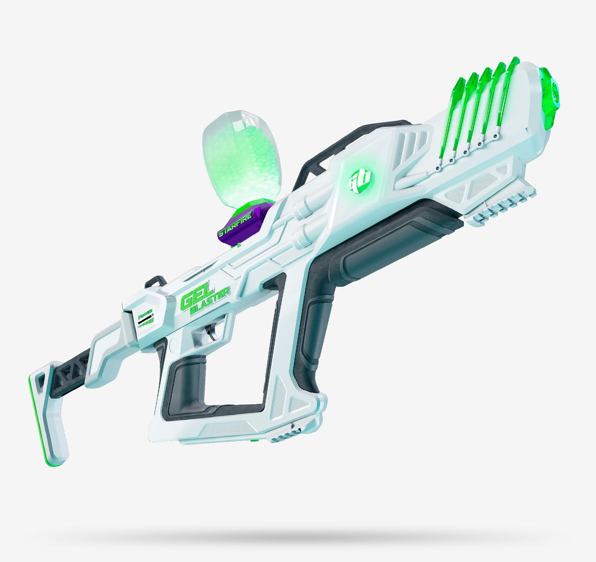 Gel Blaster Surge XL Day Nite Edition with Starfire activator glowing gellets for night battles.