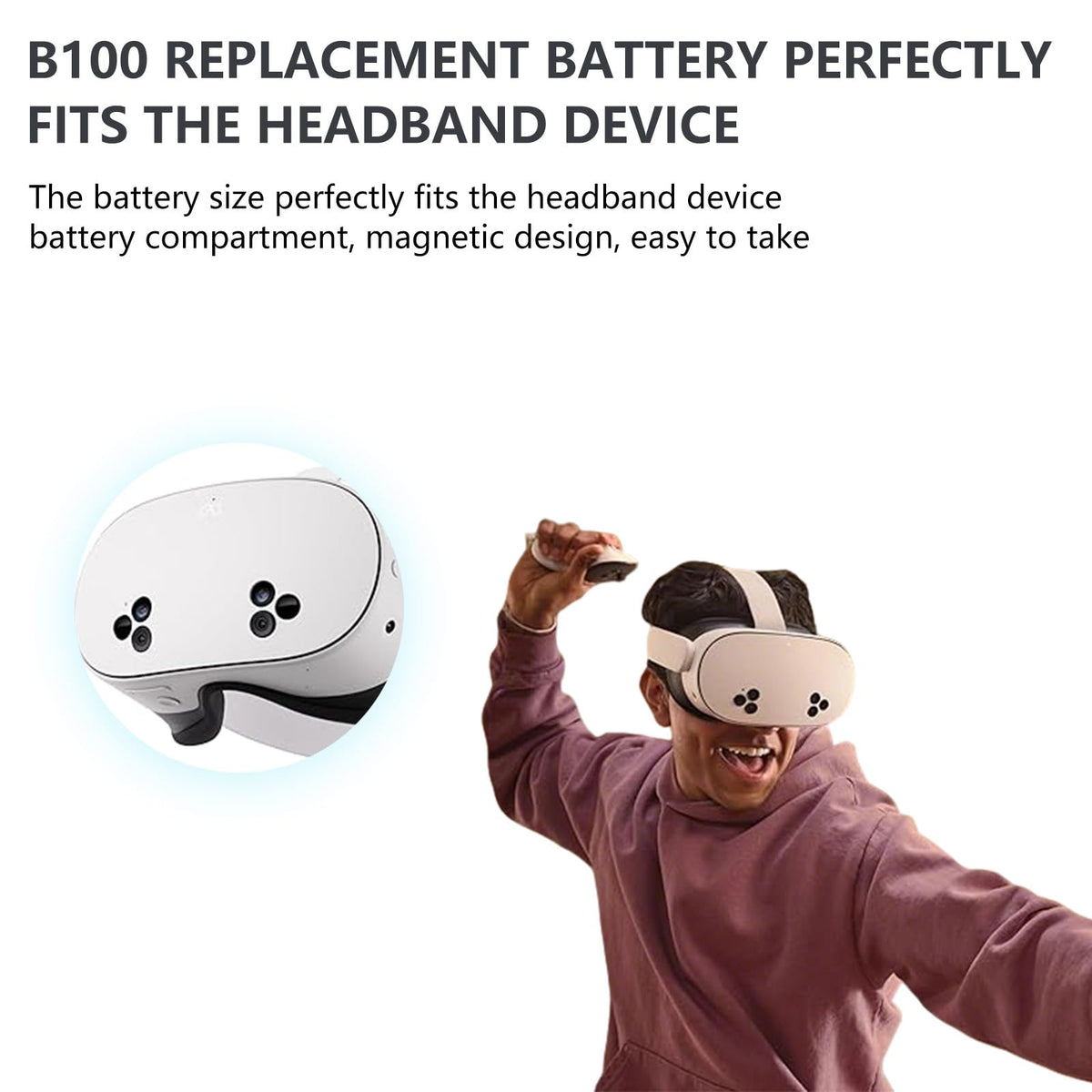 Up to 1.3 hours of extra playtime per charge with Gemho B100.