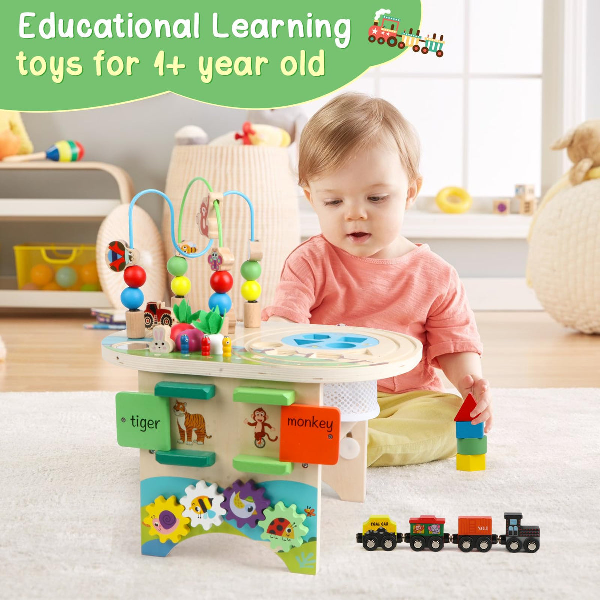 Gemileo activity table magnet train promotes finger dexterity and sequence tracking