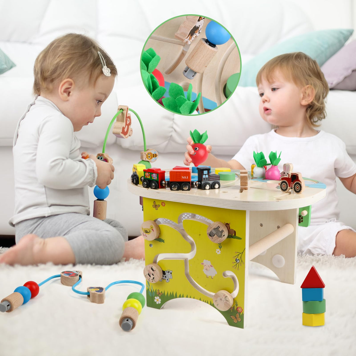 Gemileo activity table shape sorter supports eye hand coordination and problem solving