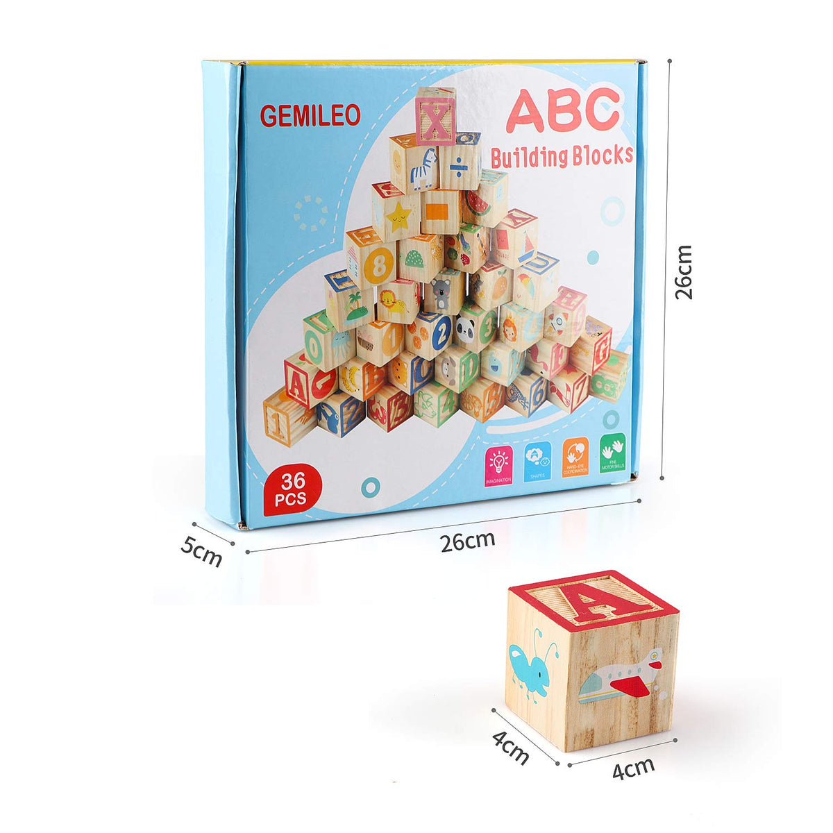 Gemileo gift-ready wooden blocks set ideal for birthdays and holidays.