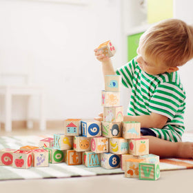Gemileo ABC blocks featuring letters and numbers for spelling and counting practice.