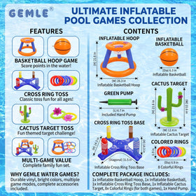 GEMLE four rings for toss improve motor coordination during water games.
