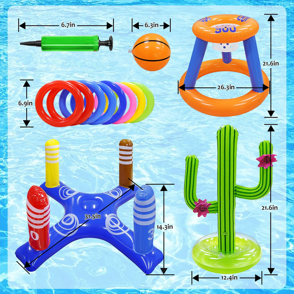 GEMLE inflatable basketball hoop enables splashy, competitive pool fun.