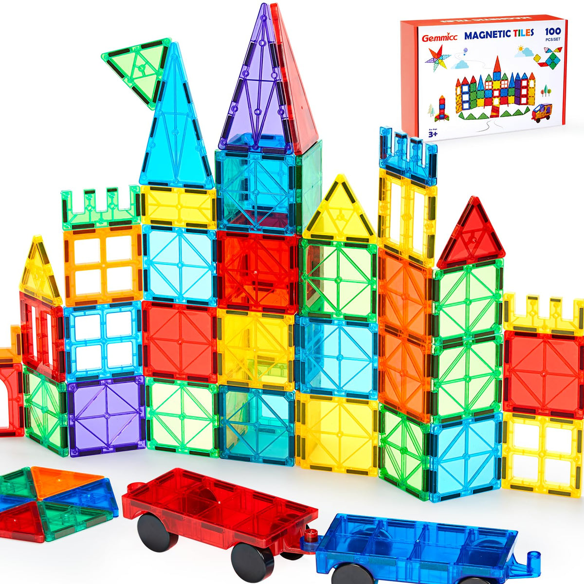 Gemmicc magnetic tiles for creative-assembly play