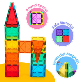 Gemmicc magnetic tiles set includes 98 pieces for varied builds