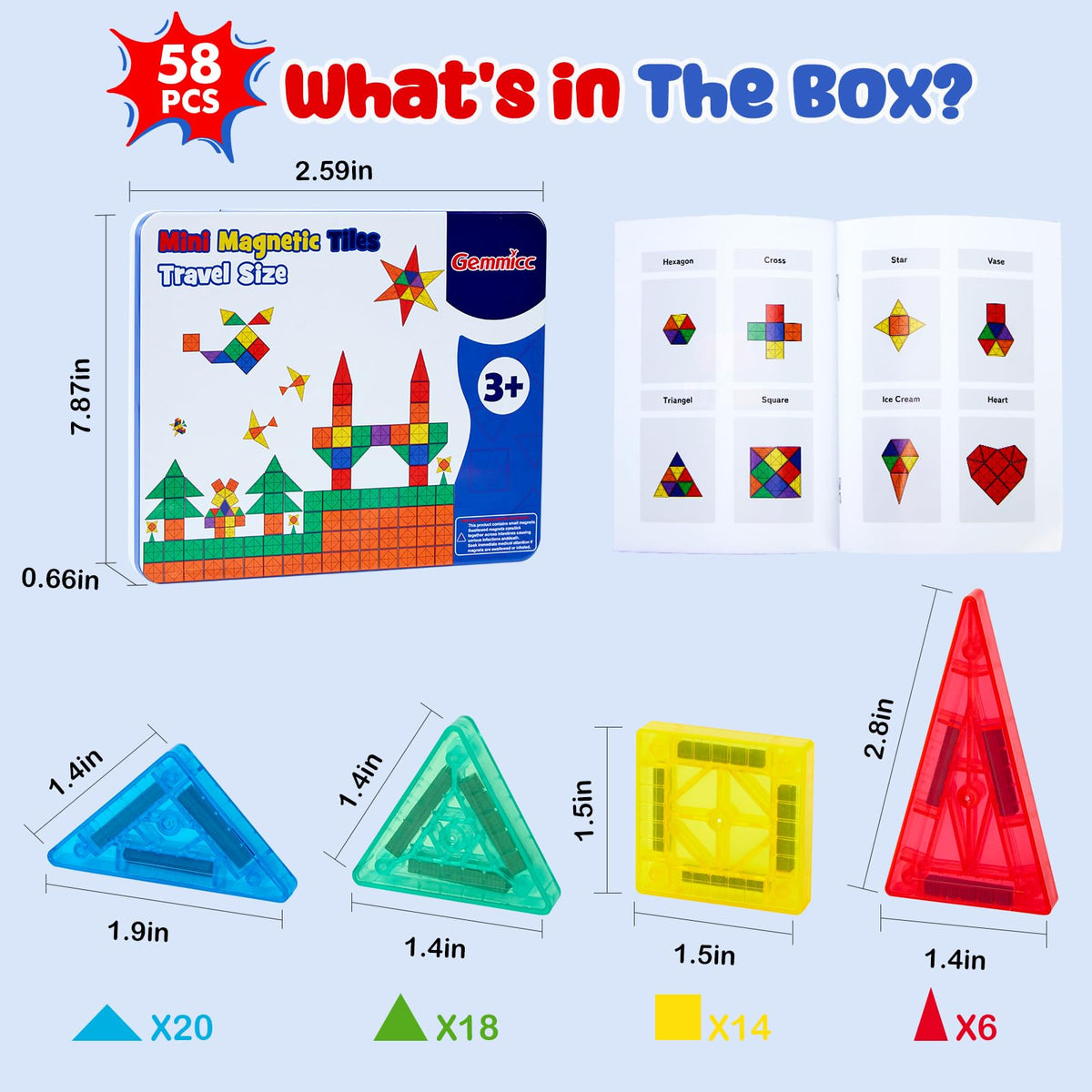 Gemmicc mini magnetic tiles support airport play with screen-free entertainment.