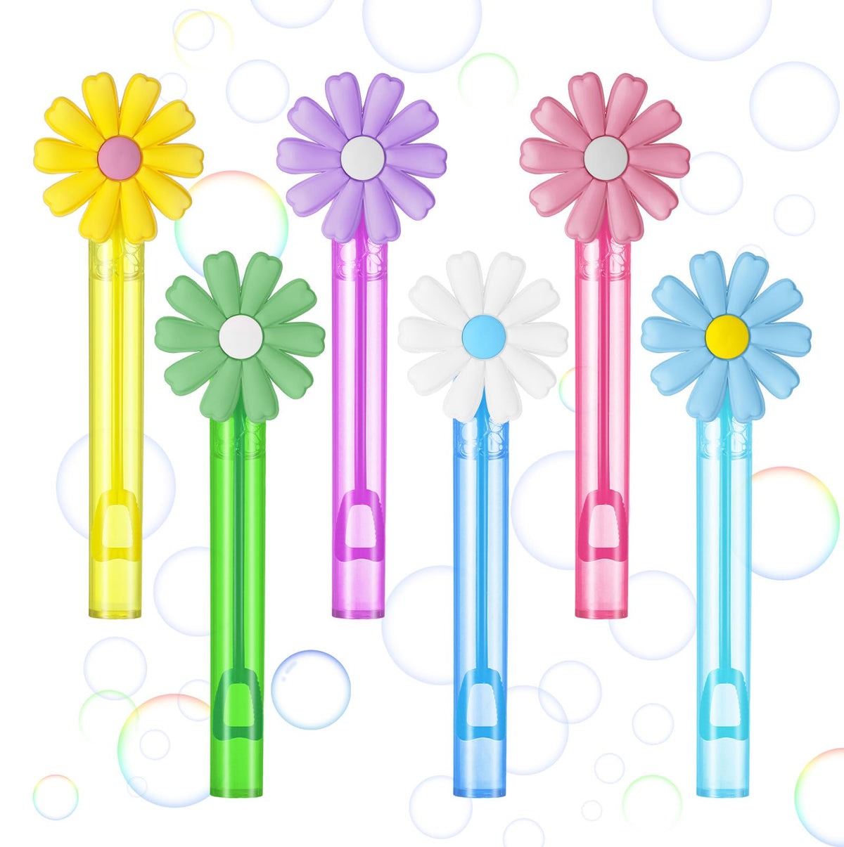 Gemscream daisies bubble wand pastel colors for party fun and shared moments.