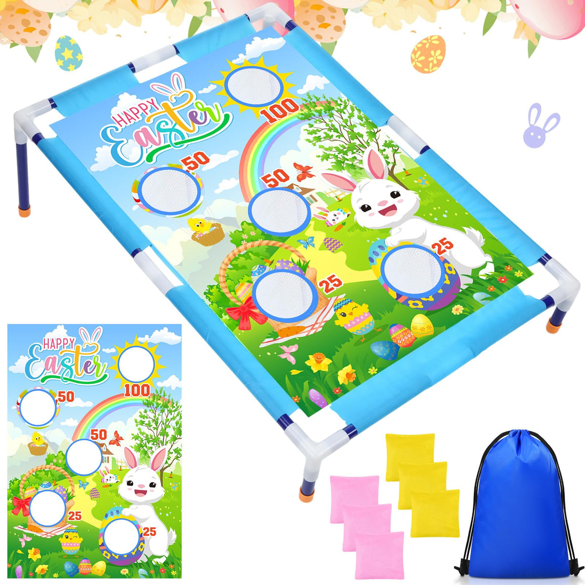 Gemscream Easter cornhole board for outdoor family play and easy setup.