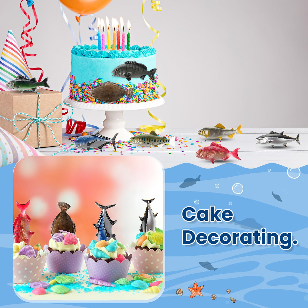 Gemscream fake fish angler miniature sea-life figures for storytelling