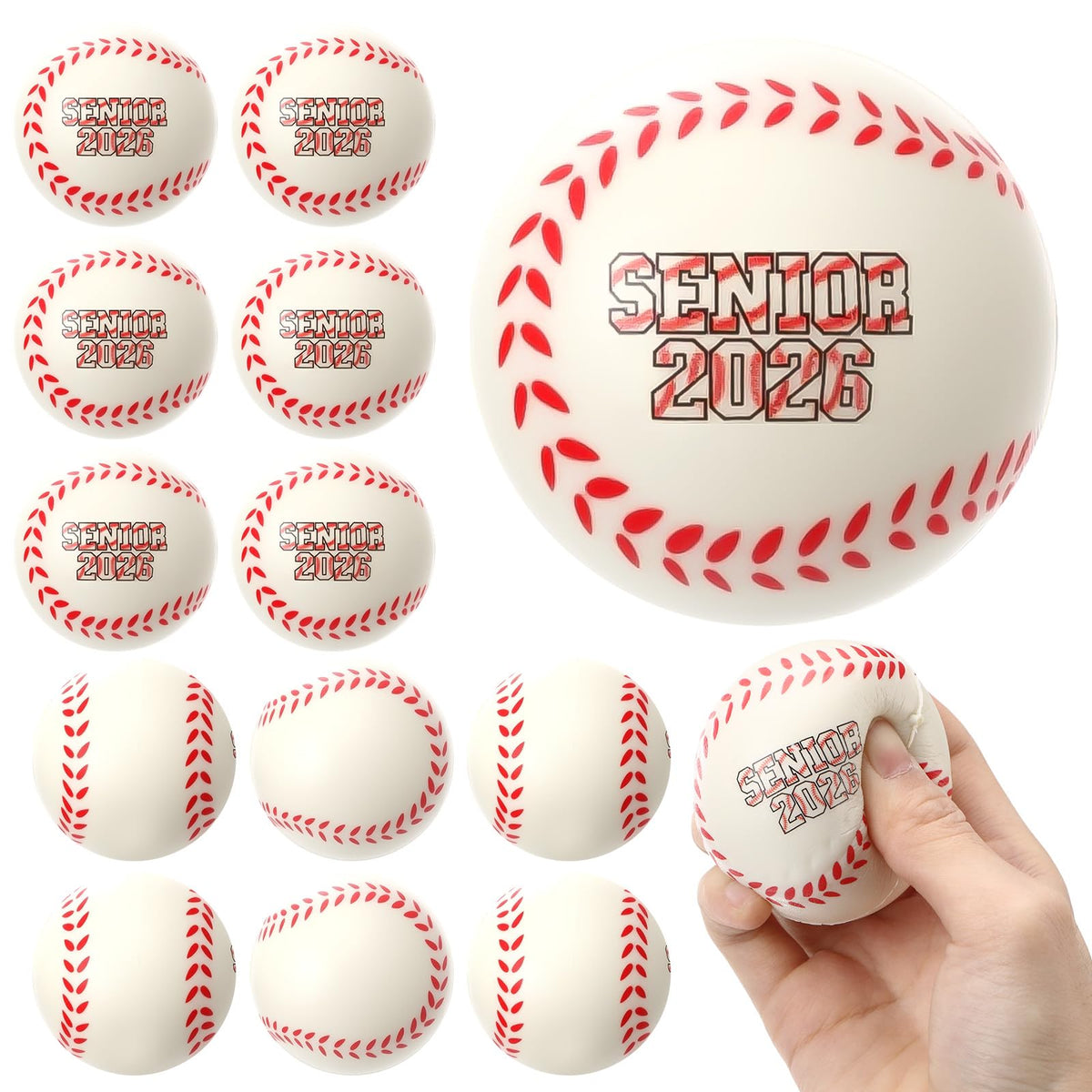 Gemscream graduation baseball stress ball, 24-pack, cheerful party favor for seniors.
