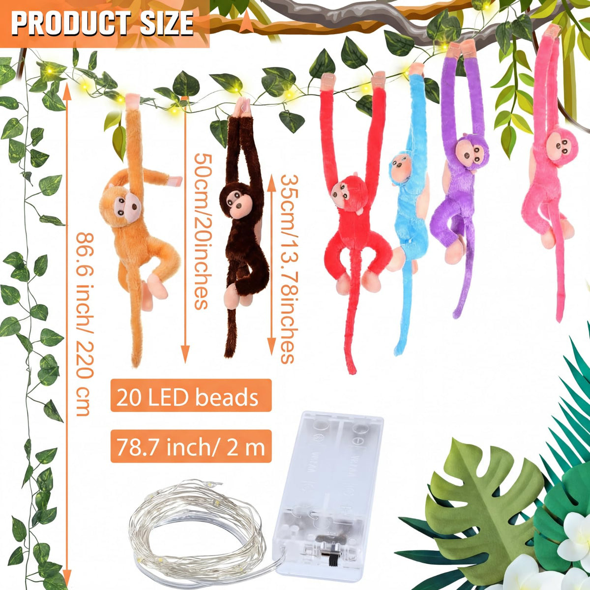 Gemscream monkey plush with ivy vines adds natural greenery.
