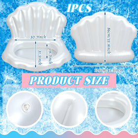 Gemscream seashell pool float ice cavity demonstrates space for chilled beverages during pool parties.