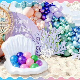 Gemscream seashell pool float inflation-ready design for quick setup and storage after use.