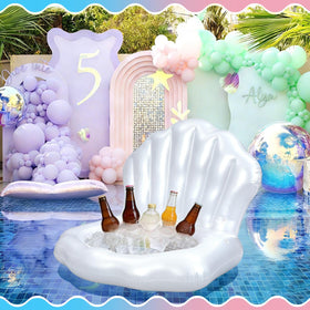 Gemscream seashell pool float packaged for fast, beach-ready setup and transport.