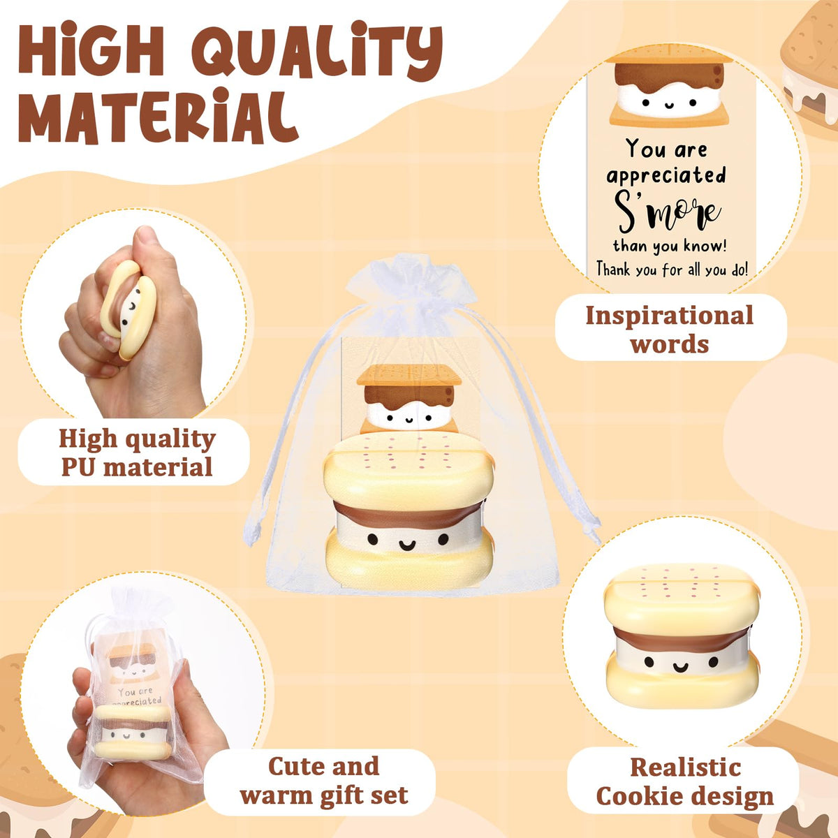 Gemscream S'More white organza bags for gift-ready presentation