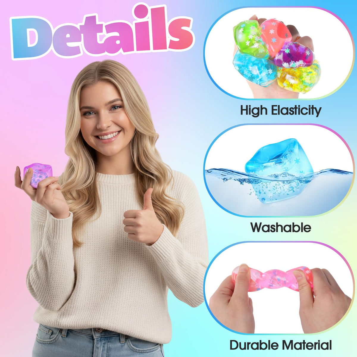 Gemscream soft-texture stress ball closeup offers a squeezable calm experience