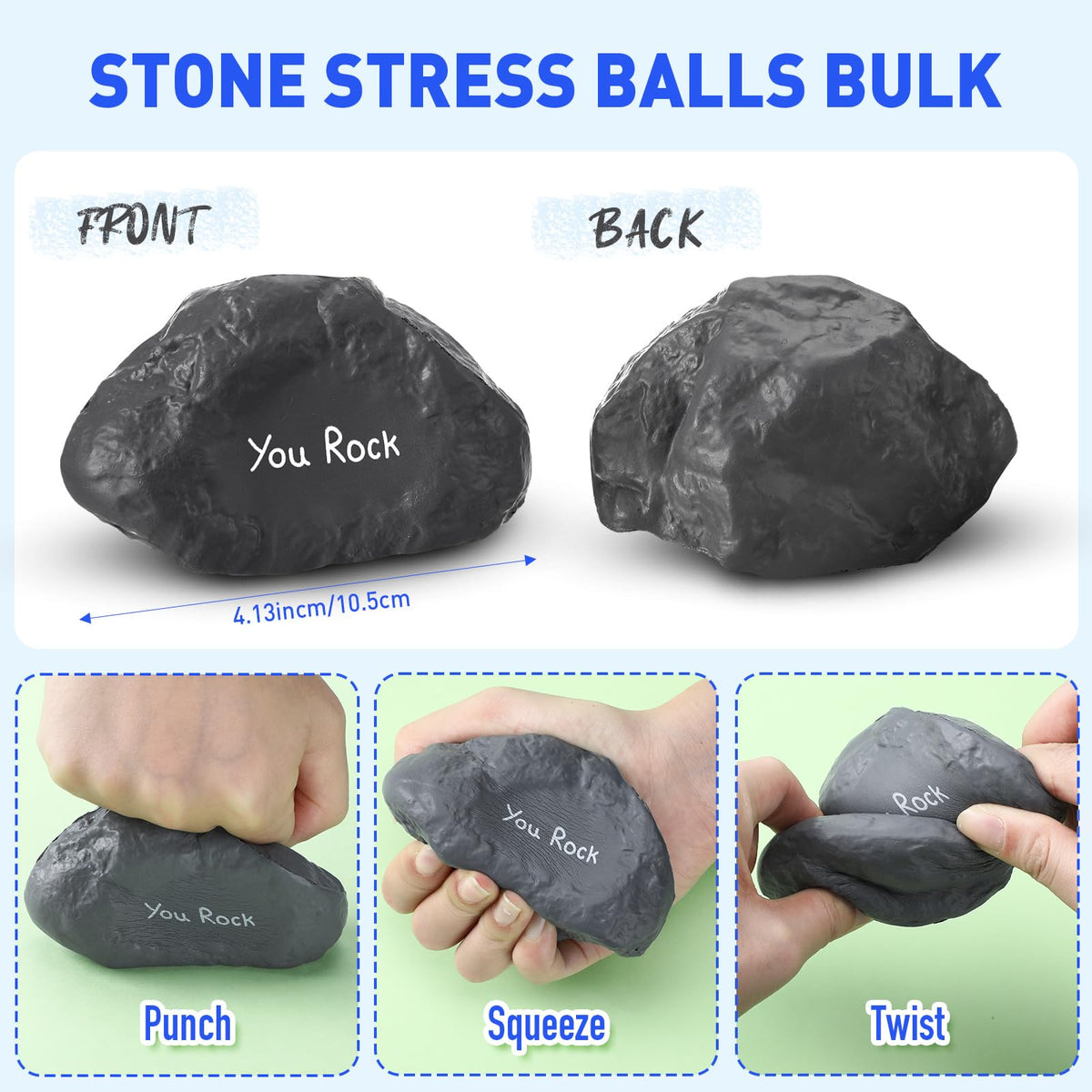 Gemscream stress ball gray foam closeup texture highlights soft grip for sensitive hands