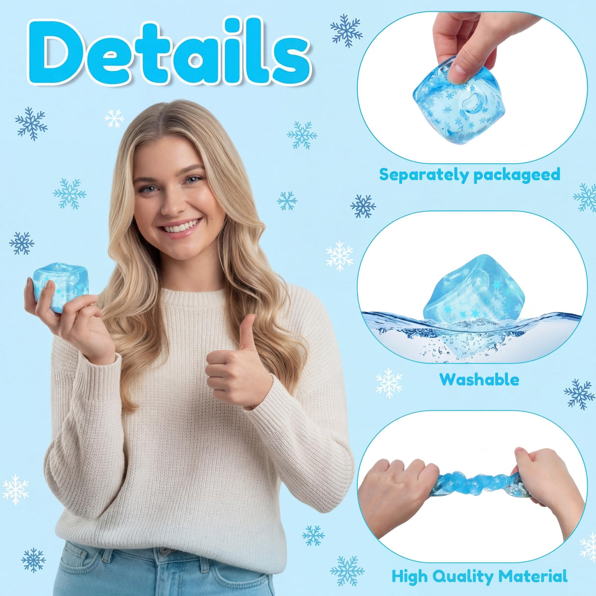 Gemscream blue ice cube stress ball aiding calm during study