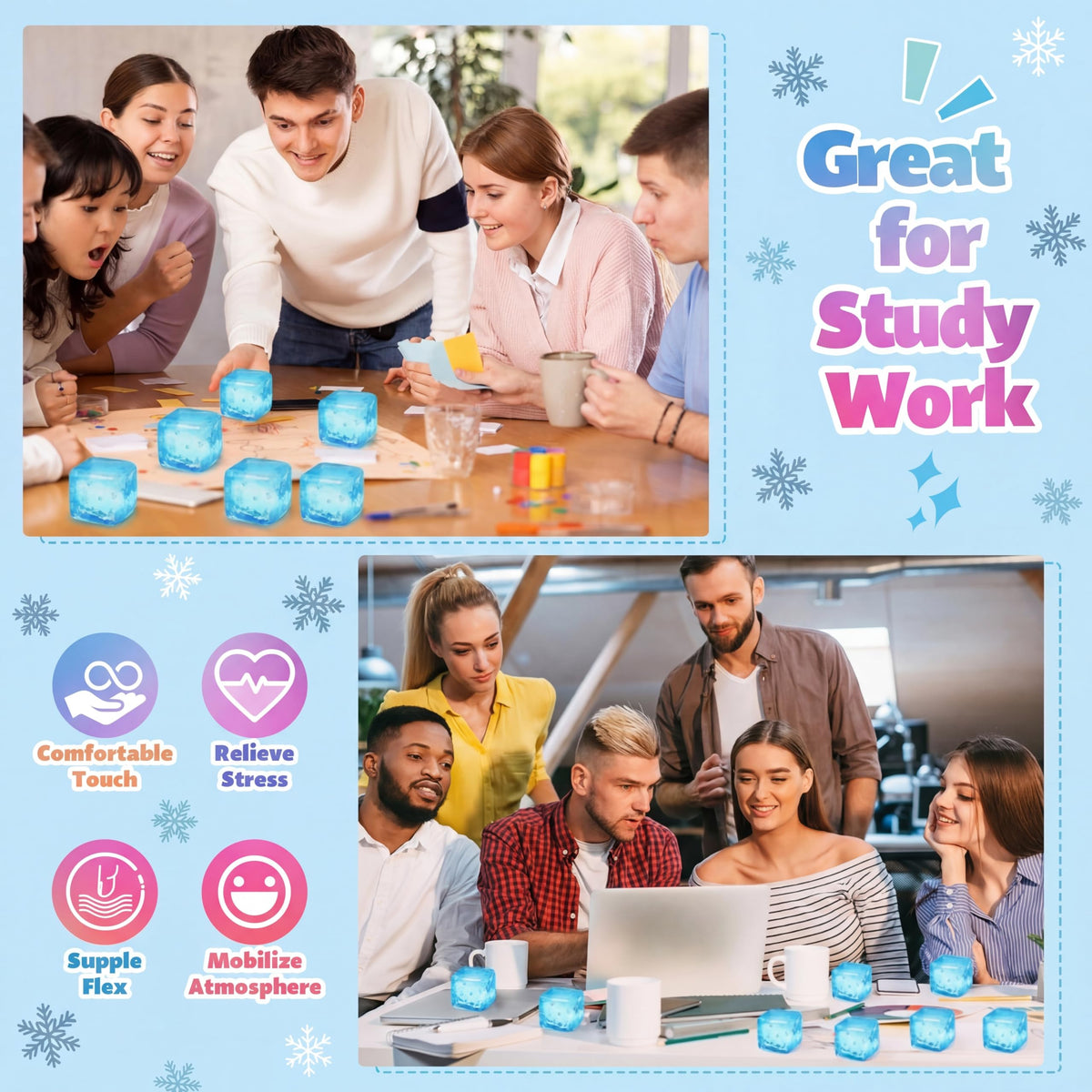 Gemscream blue ice cube stress cube ideal for gifts and party favors