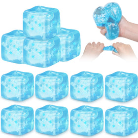 Gemscream stress cube blue snowflakes closeup promotes tactile calm during work moments