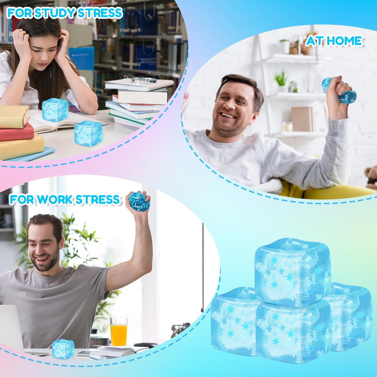 Gemscream stress cube blue soft texture enables satisfying squeezes anytime