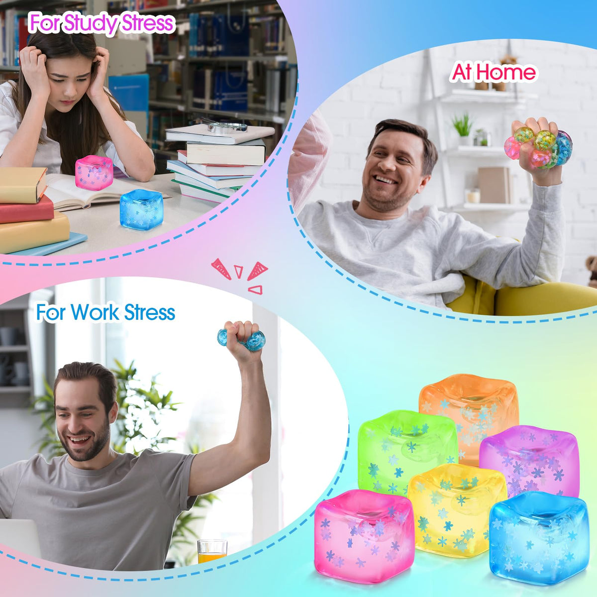 Gemscream party-favor stress cube blue snowflakes for gifts