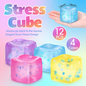 Gemscream pink ice stress cube promotes quick tactile relief during work.