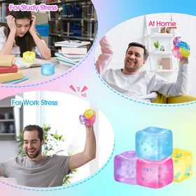 Gemscream ice-cube design features blue and white snowflakes for visual appeal