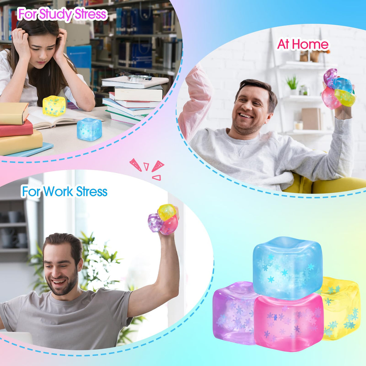 Gemscream stress cube closeup highlights soft texture ideal for tactile relief.