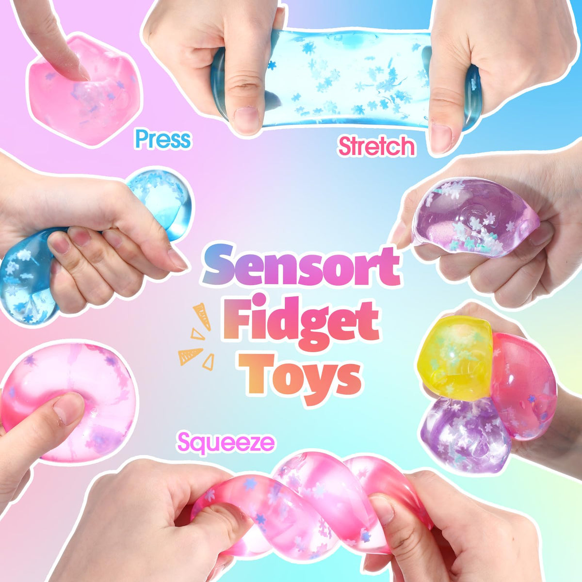 Gemscream yellow ice cube helps brighten mood with gentle squeeze therapy.