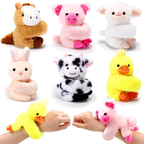 Gemscream bunny plush slap bracelet for kids, soft plush wristwear for classroom fun.