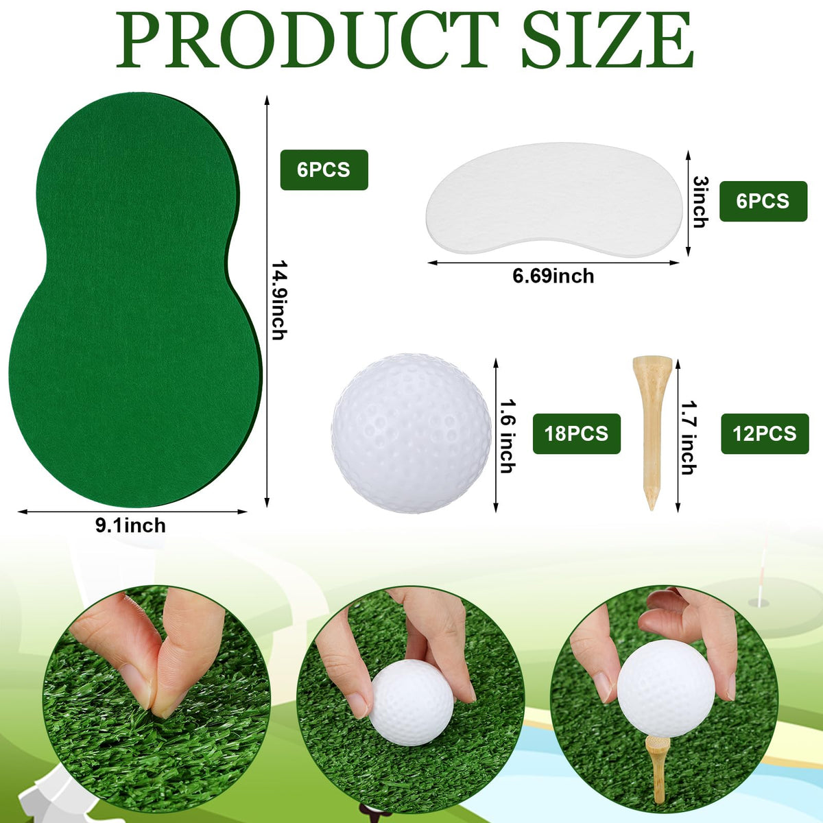 Gemscream white sand pits enhance a miniature golf scene at events.