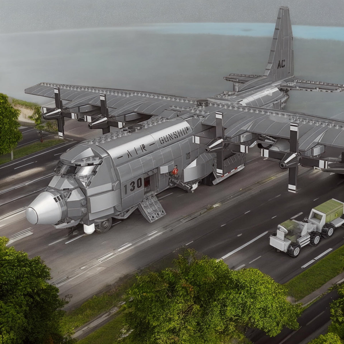 General Jim's AC-130 gunship complete model stands as an impressive display.