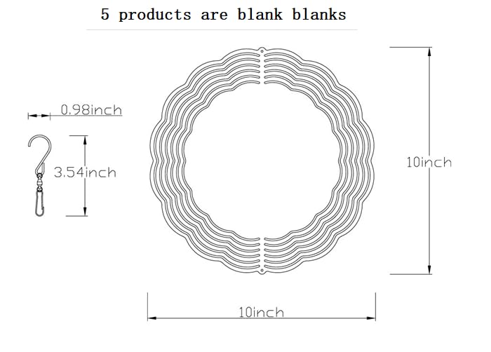 Generic aluminum 10 inch wind spinner blank for outdoor use