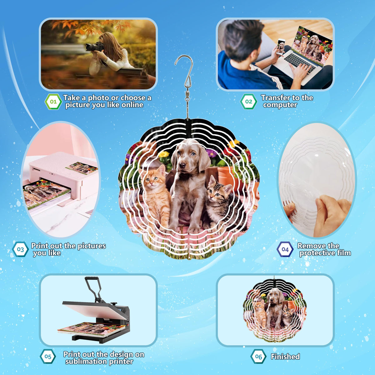 Generic sublimation wind spinner blank durable weatherproof aluminum