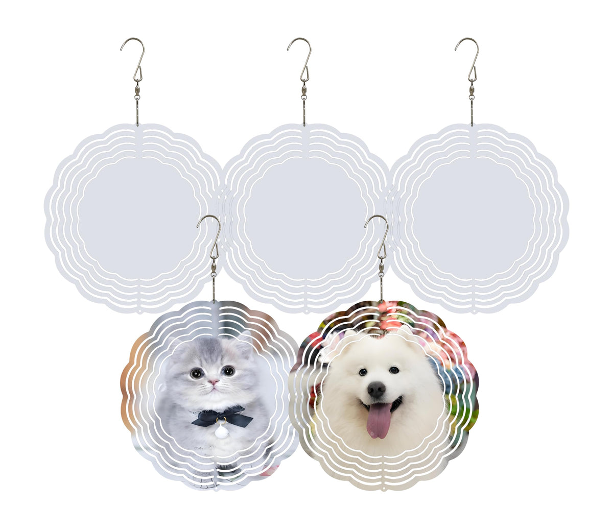 Generic 10-pack 8-inch sublimation wind spinner blank front view shows durable aluminum surface.