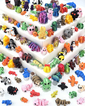Generic 120 Pcs Mini 3D Printed Animal Set with glitter colors for a vibrant desk display