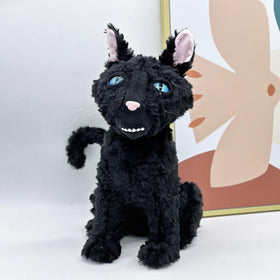 Generic 12-inch Black Cat Plush side view ideal for cuddling