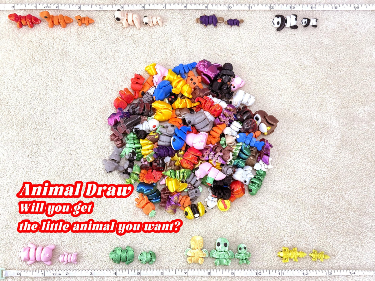 Generic 150pc 3D printed animal figurines with detailed textures for close inspection.