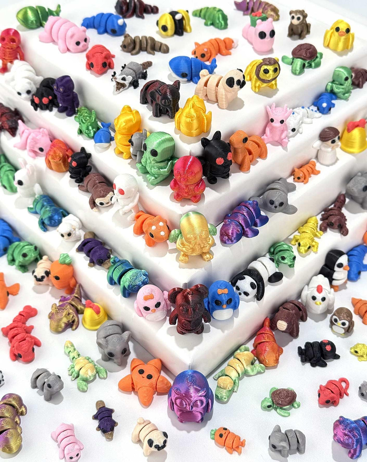 Generic 150pc 3D printed animal figurines set, perfect for imaginative play and display.