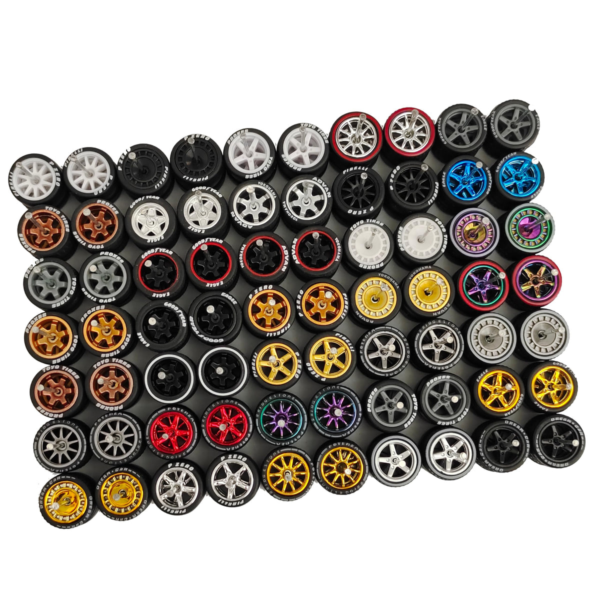 Generic 1:64 diecast rims with random designs for diverse customization