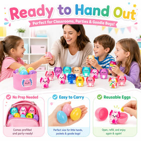 Generic 24-pack surprise eggs ready to hand out at parties and classrooms.