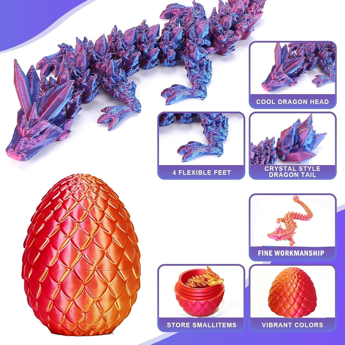 Generic 3D printed dragon egg with crystal-like finish on desk.