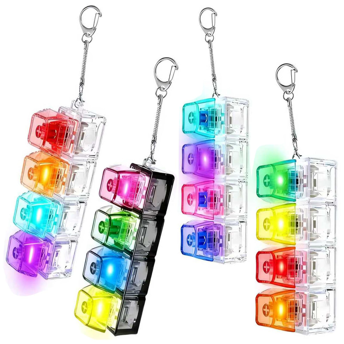 Generic fidget keyboard keychain with LED lights for portable focus.