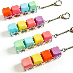 Generic 4-pack fidget keyboard keychain in mint aids focus during study sessions.
