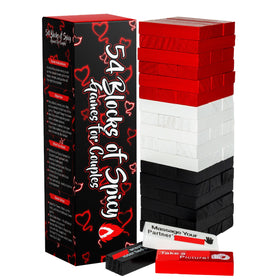 Generic 54-blocks spicy games couple tower sparks playful date night excitement.