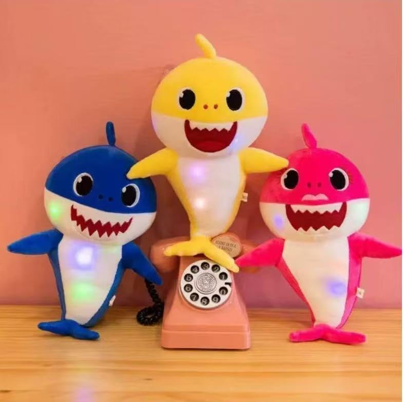 Generic Adorable Shark Plush LED lights illuminating during pretend play
